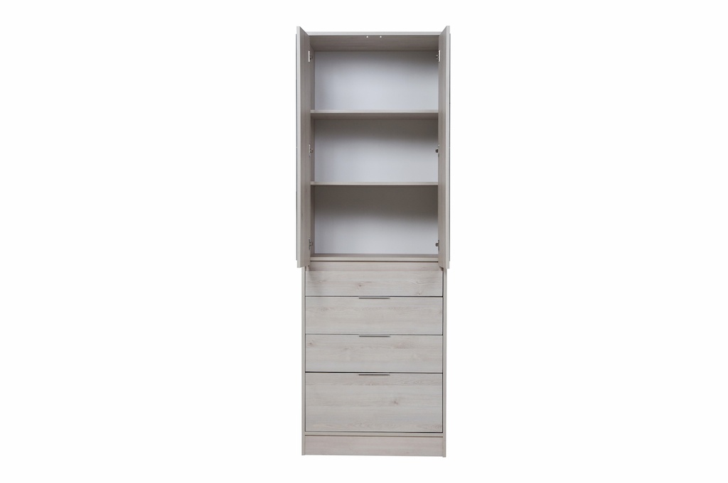 Placard Murano 0.70M Abatible 2P 4C c/espejo pino aland blanco