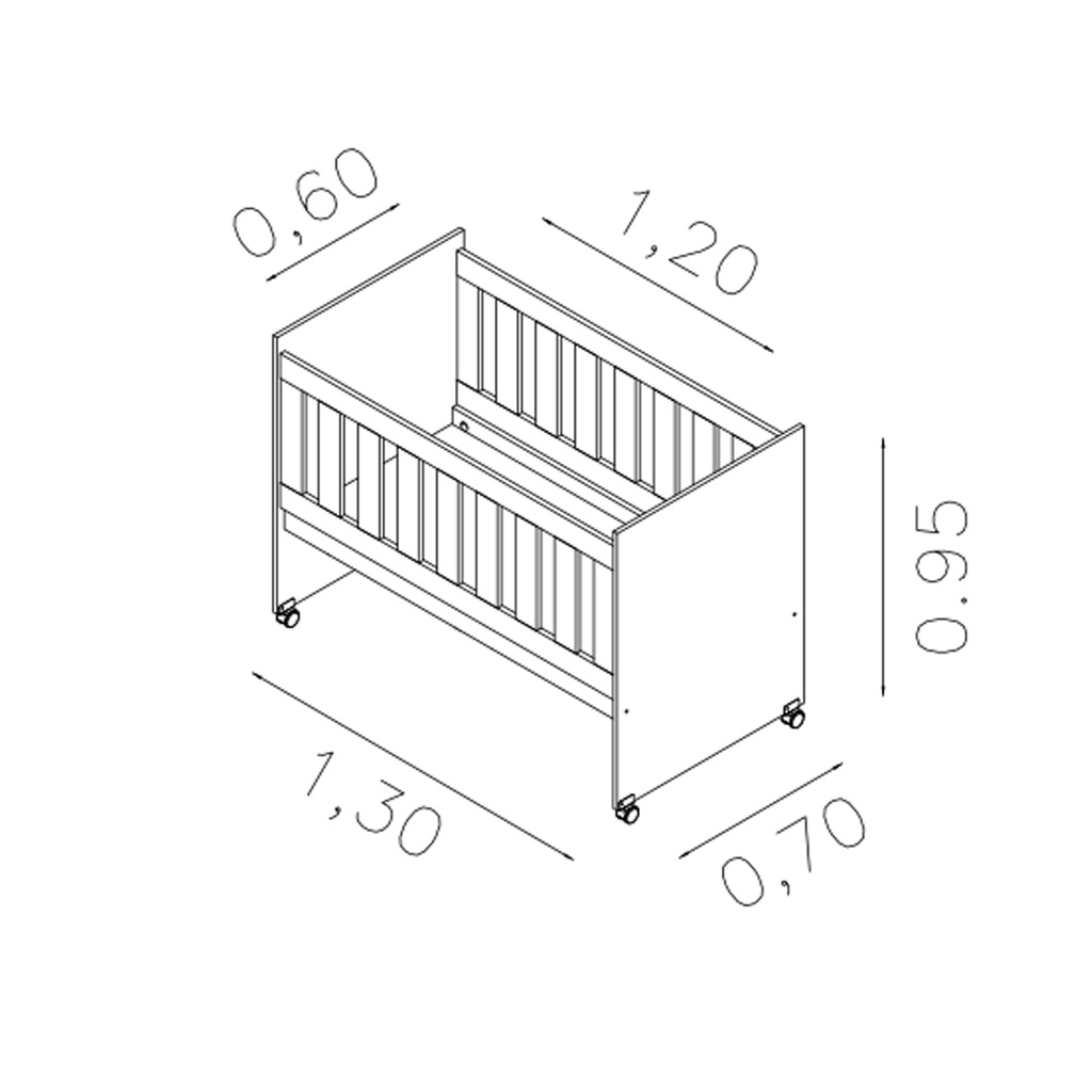 Cuna Con Ruedas 128X68X90 Cm Helsinki Blanco