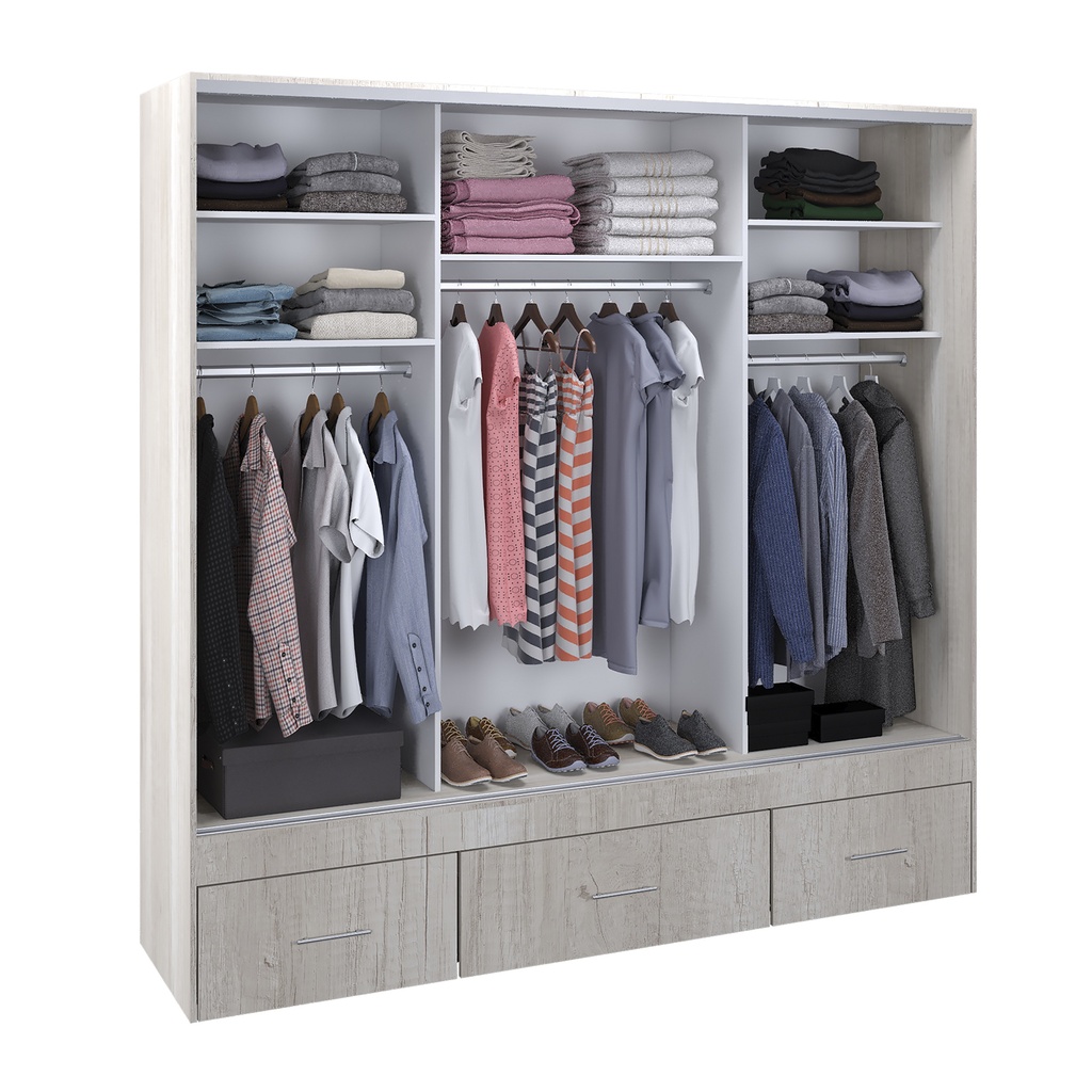 Vestidor 3 Puertas 1 Puerta Con Espejo 220X220 Helsinki