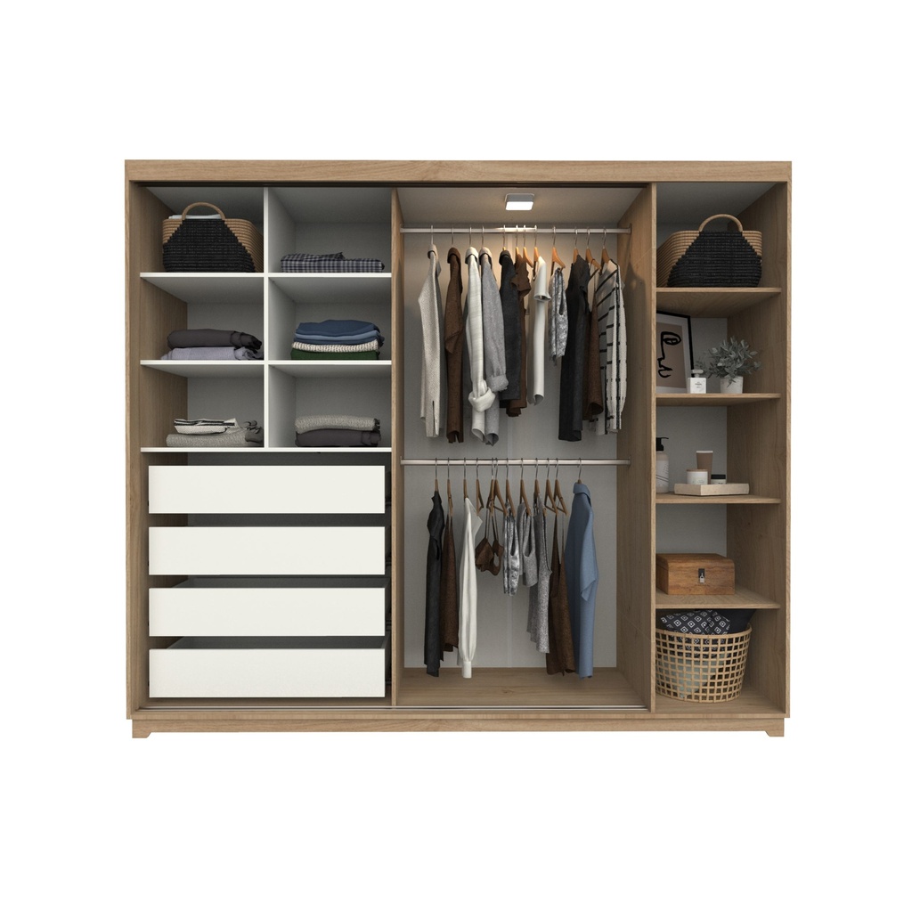 Ropero Nature 2Puertas corredizas 4cajones 200x230x58cm (DNA03)