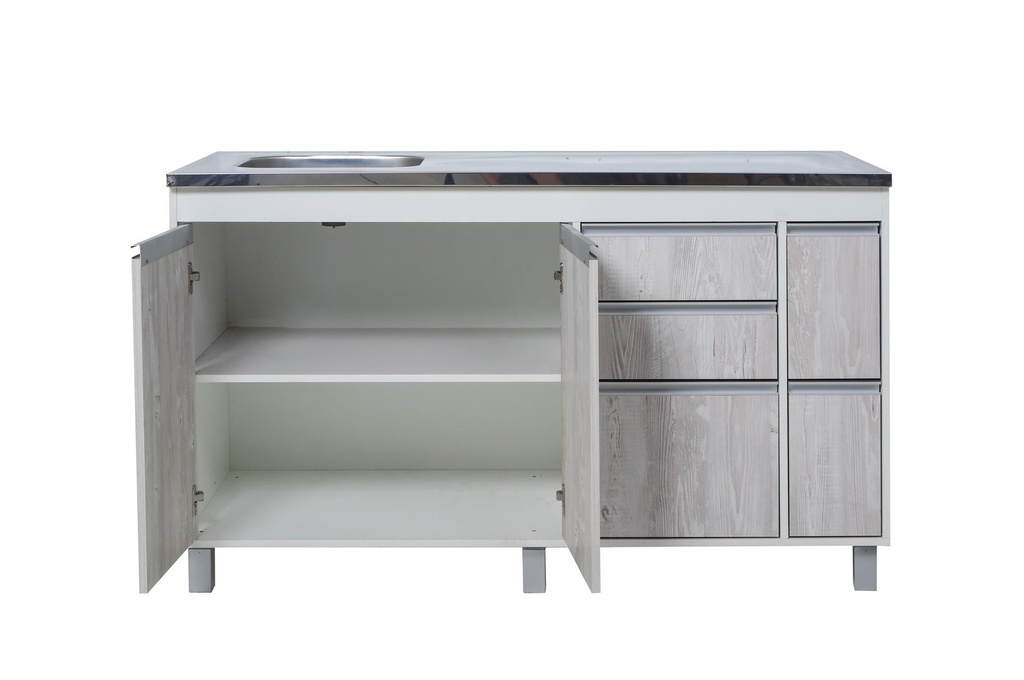Bajo mesada Sorrento 1.4 - 2 Puertas - 5Cajones Cascina-Gris