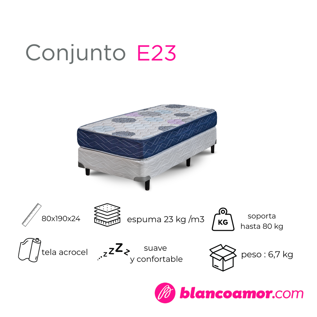 Conjunto de colchón y sommier  E23 0.80x1.90