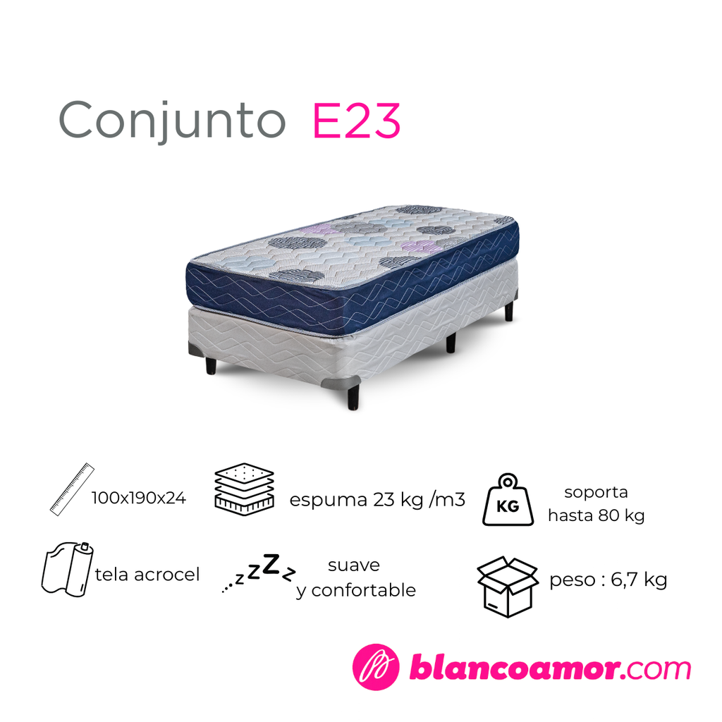 Conjunto de colchón y sommier E23 1.00X1.90X020