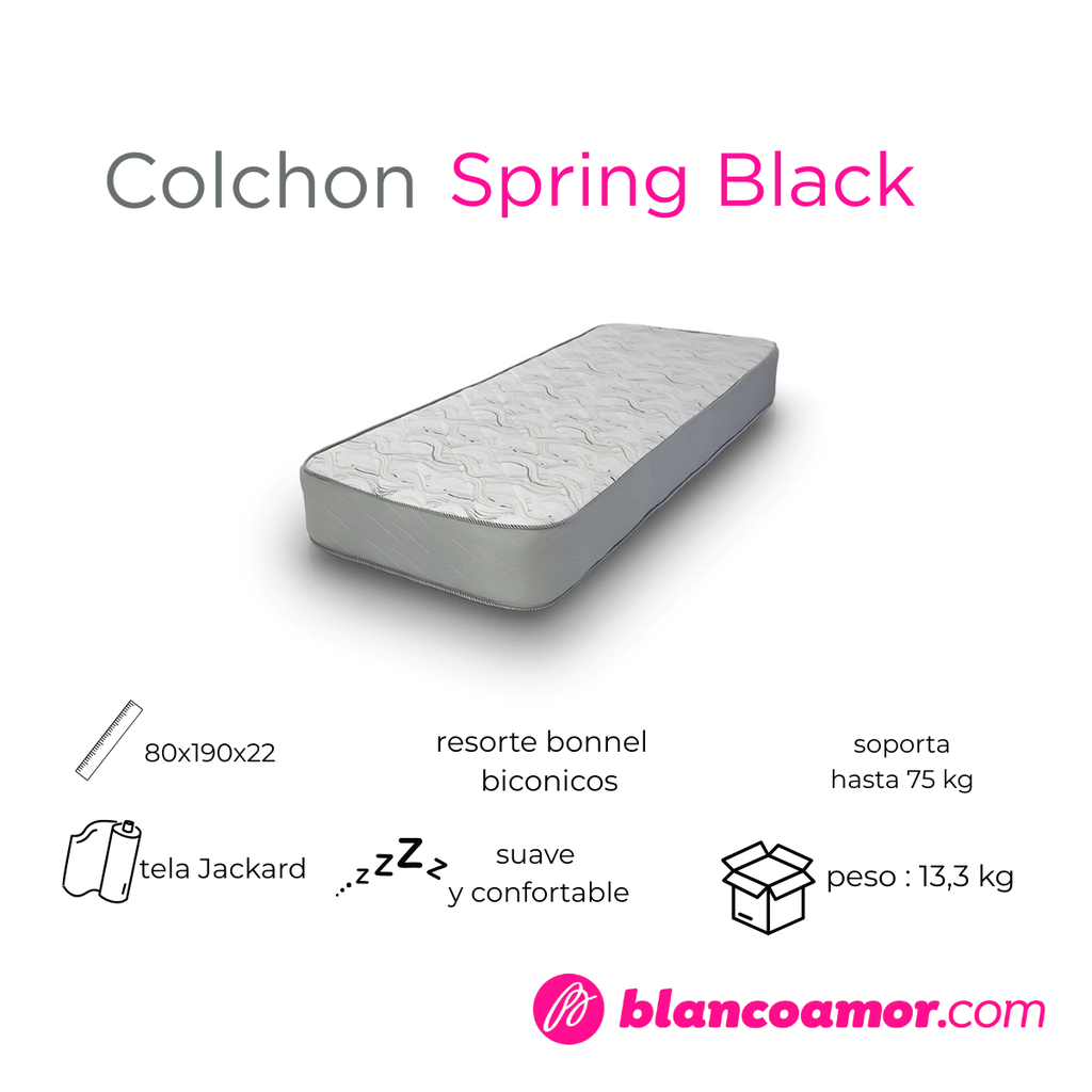 Colchon Spring Black Resorte 0.80 X 1.90 X 0.22