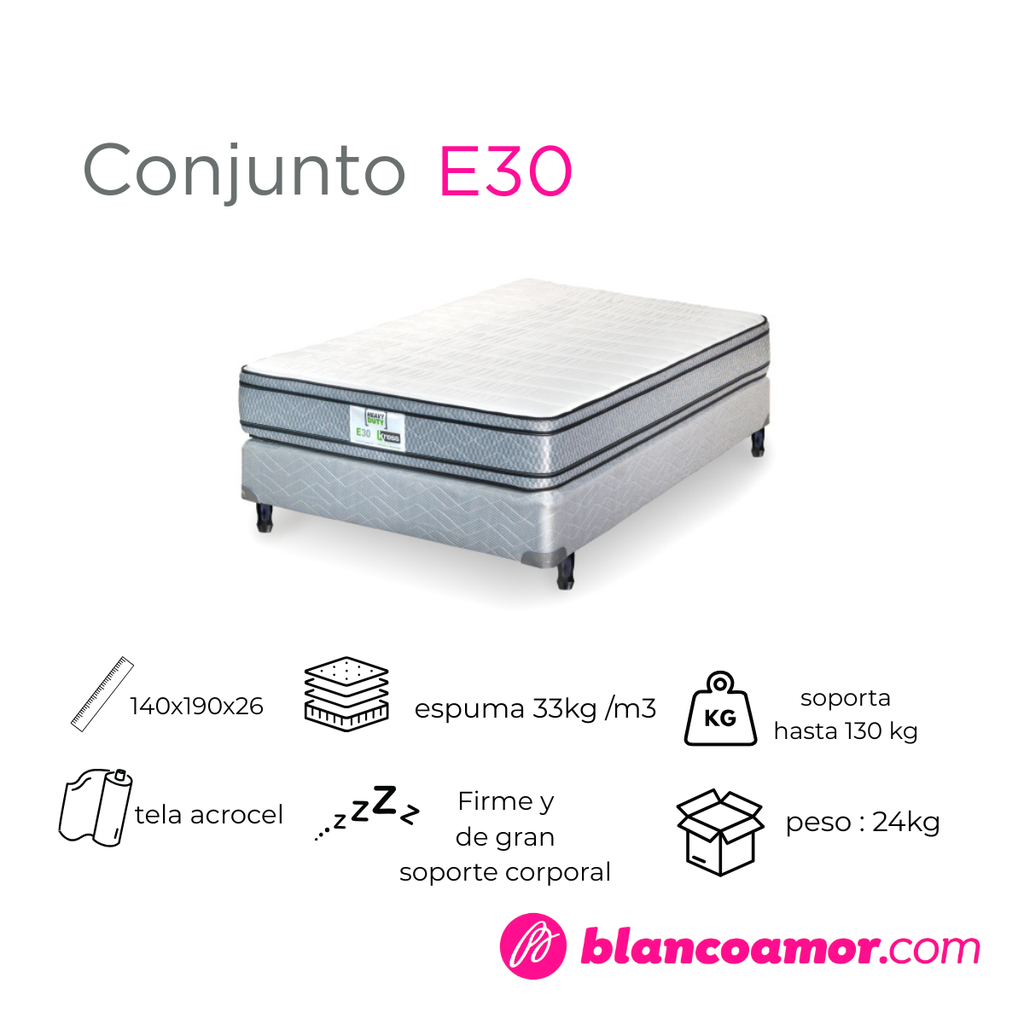 Conjunto de colchón y sommier Kress E30 1.40 X 1.90