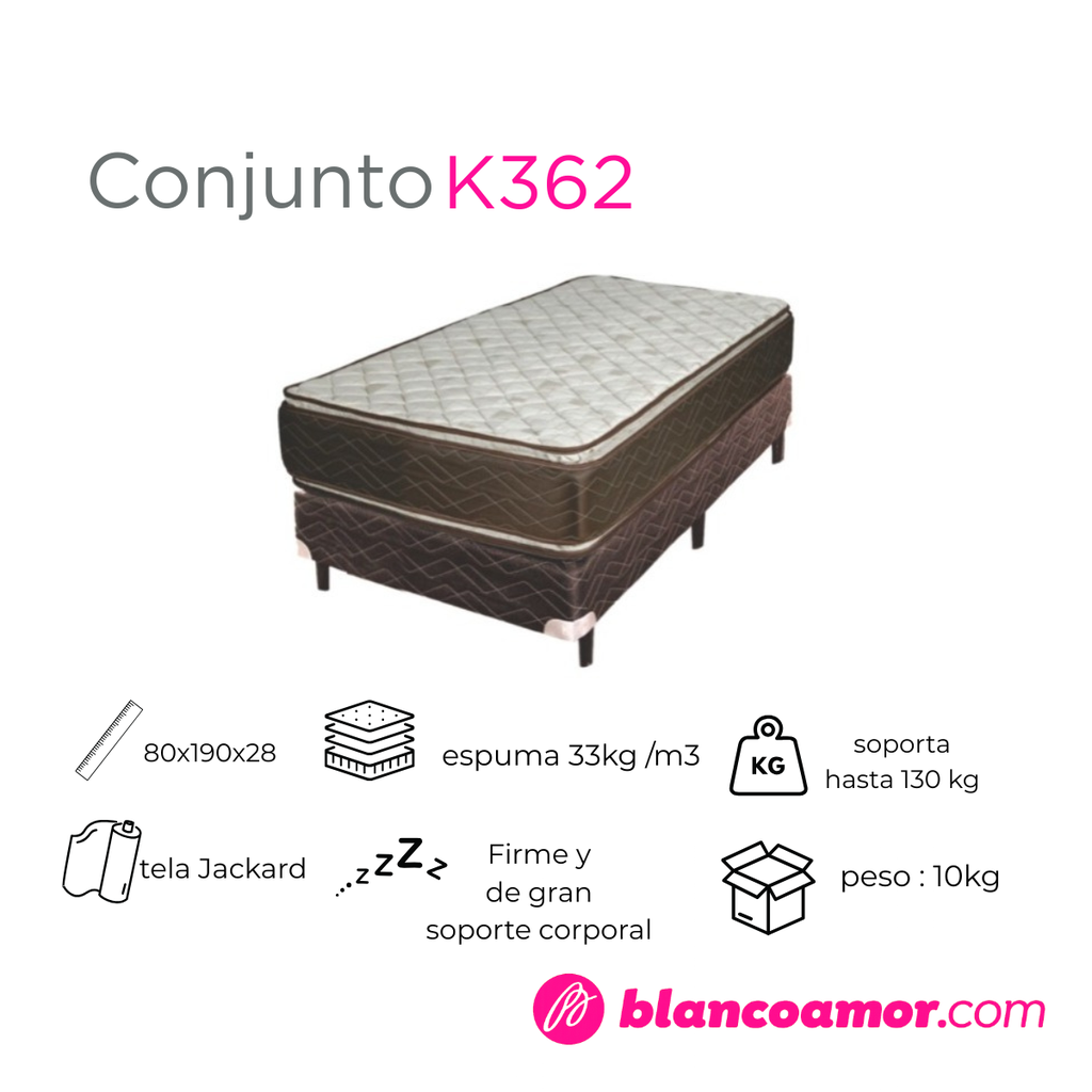 Conjunto de colchón y sommier 362 1plaza 0.80 x 1.90