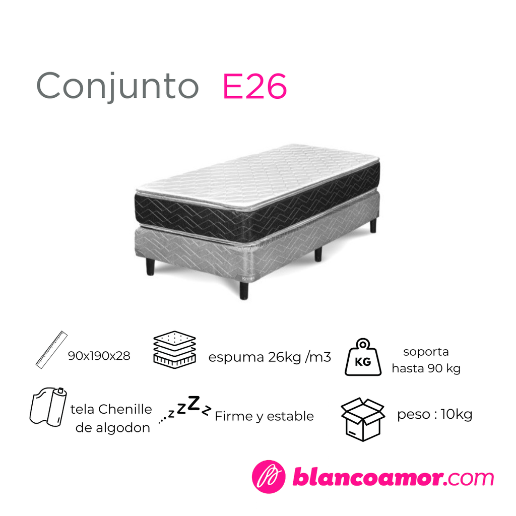 Conjunto de colchón y sommier  (Gani) E26 Con Pillow 090 X 190 X 28 
