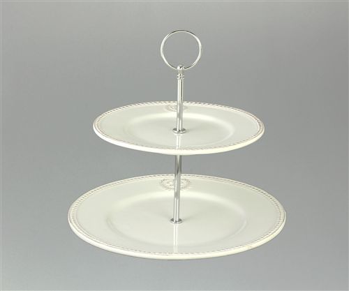 Porta Masas 2 Pisos De Porcelana  19/25 Cm   Flor De Lis-1-