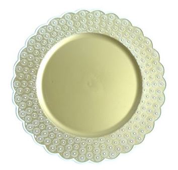 Plato De Sitio Pp Dorado Con Borde Blanco Flores 33 Cm
