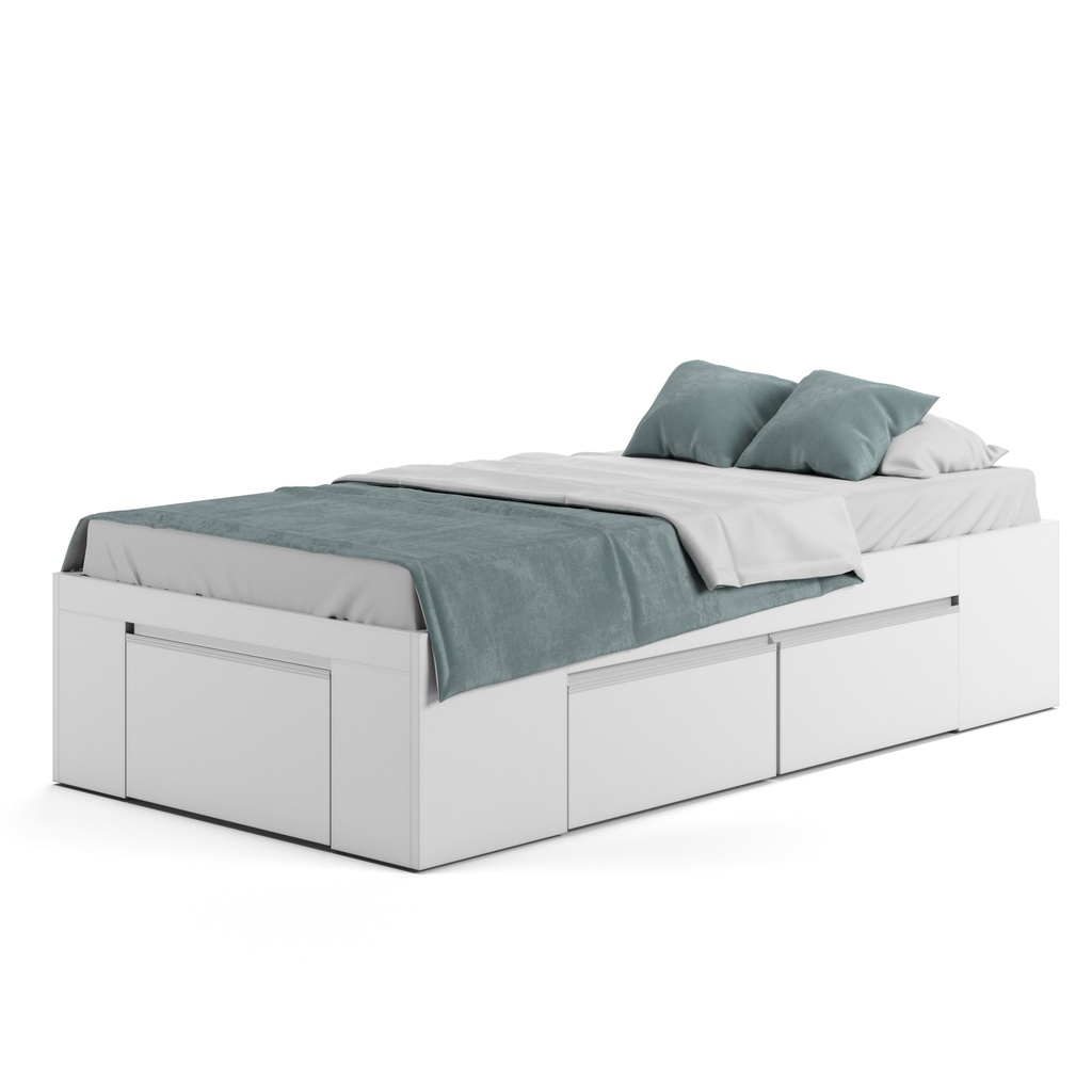 Cama Flex 1 Plaza Con 2 Caj Y Botinero Blanco
