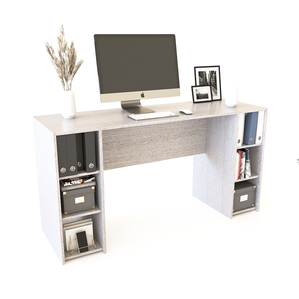 "D"- Escritorio de oficina Con Estantes Gris Sombra