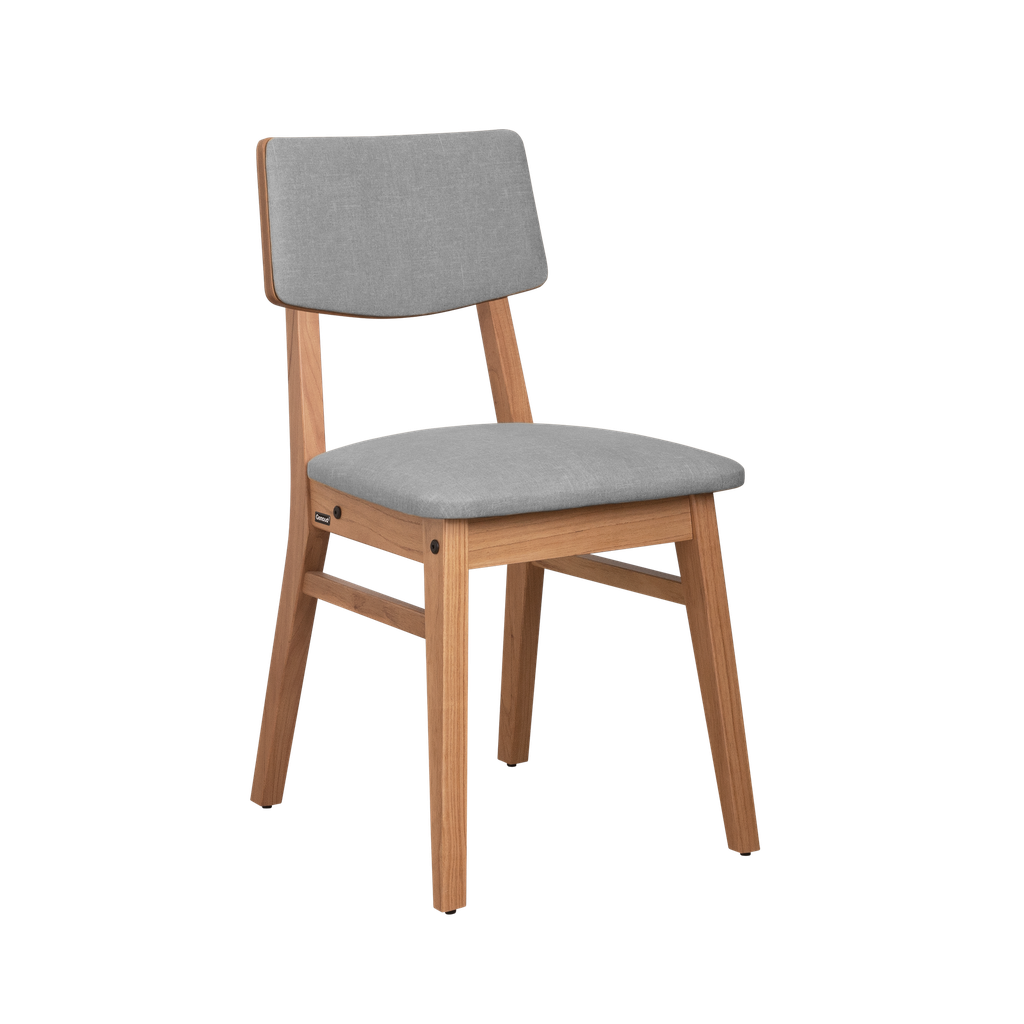 Silla Osaka Roble Tapizado Gris Claro