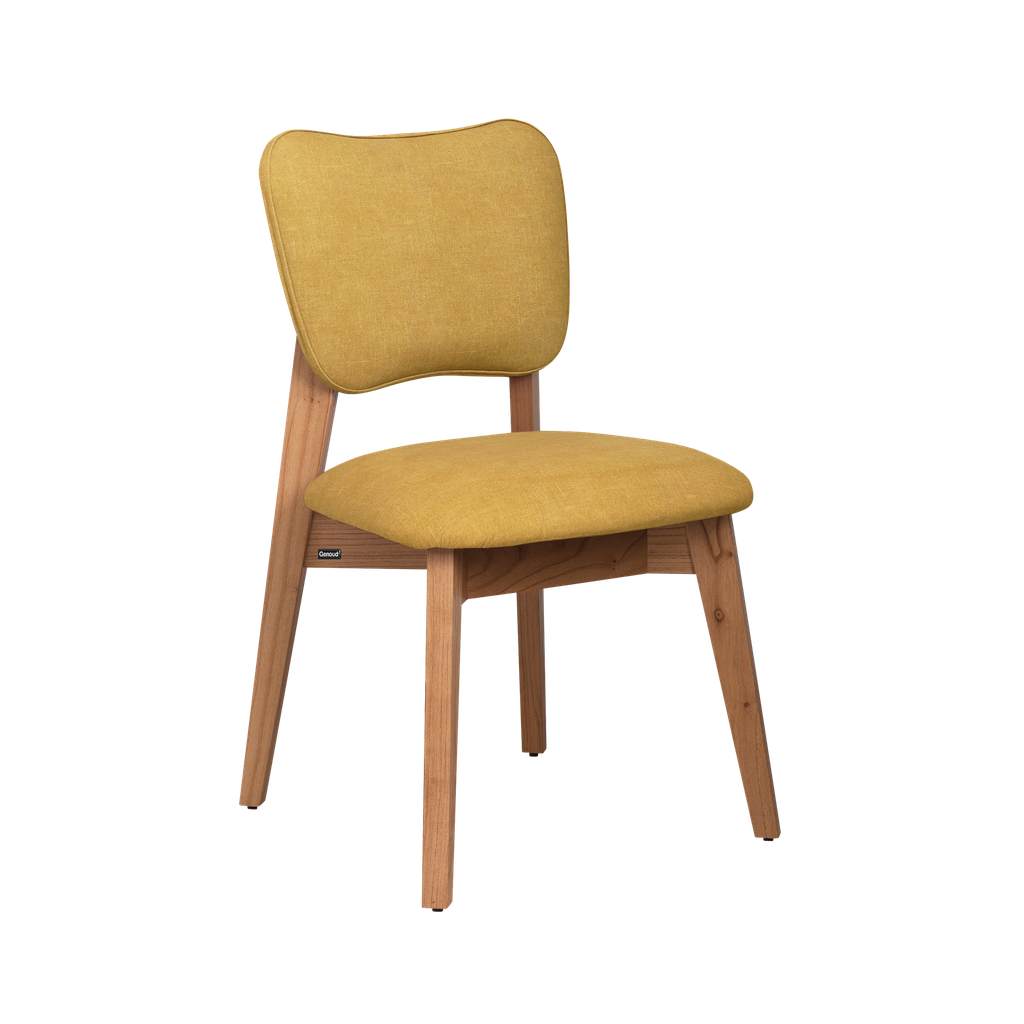Silla Frida Roble Tapizado Mostaza