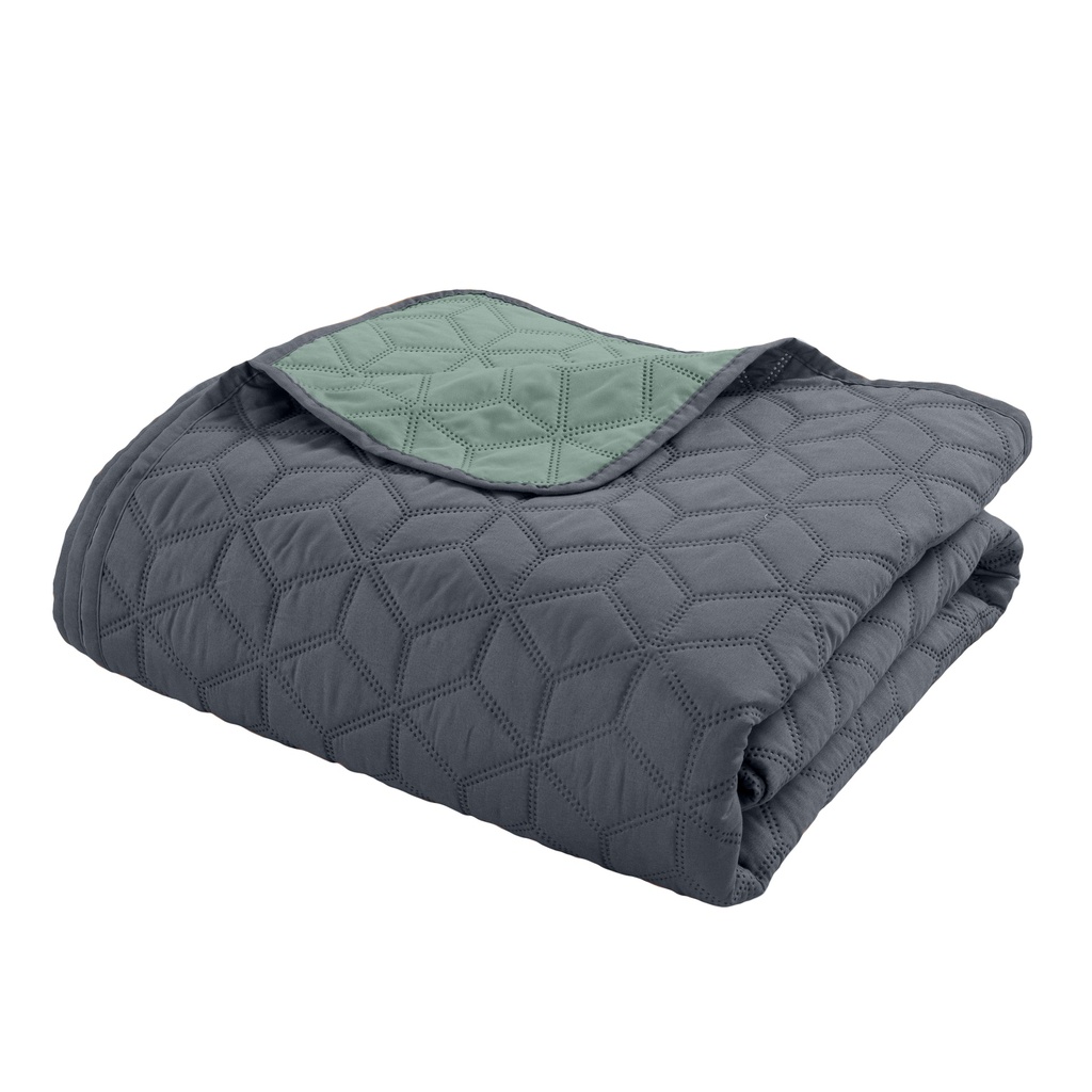 Quilt Bicolor Reversible + 2 F. Queen Petroleo/Verde