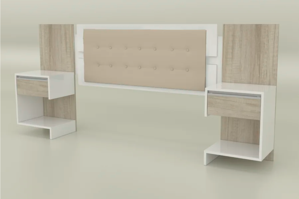 Respaldo Flex 140-160 Blanco /Hels Chenille Gris