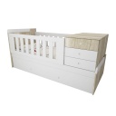 Cuna Funcional Con Carrocama 195X90X90 Cm Correderas Telescopicas Helsinki/Blanco