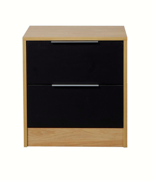 Mesa De Luz 2 Cajones Murano Hickory/Negro