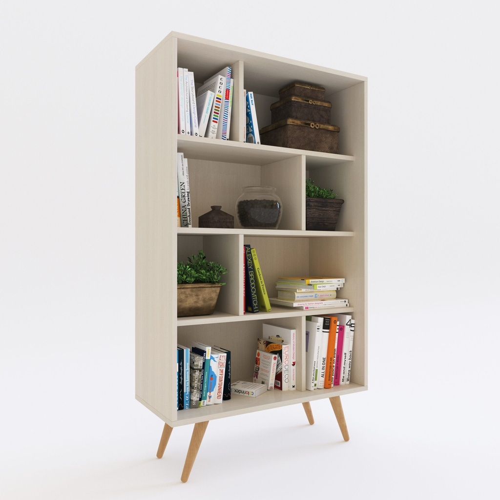 Biblioteca Esc.4 Estantes 140 X 35 X 80 Cm Fineline Crema