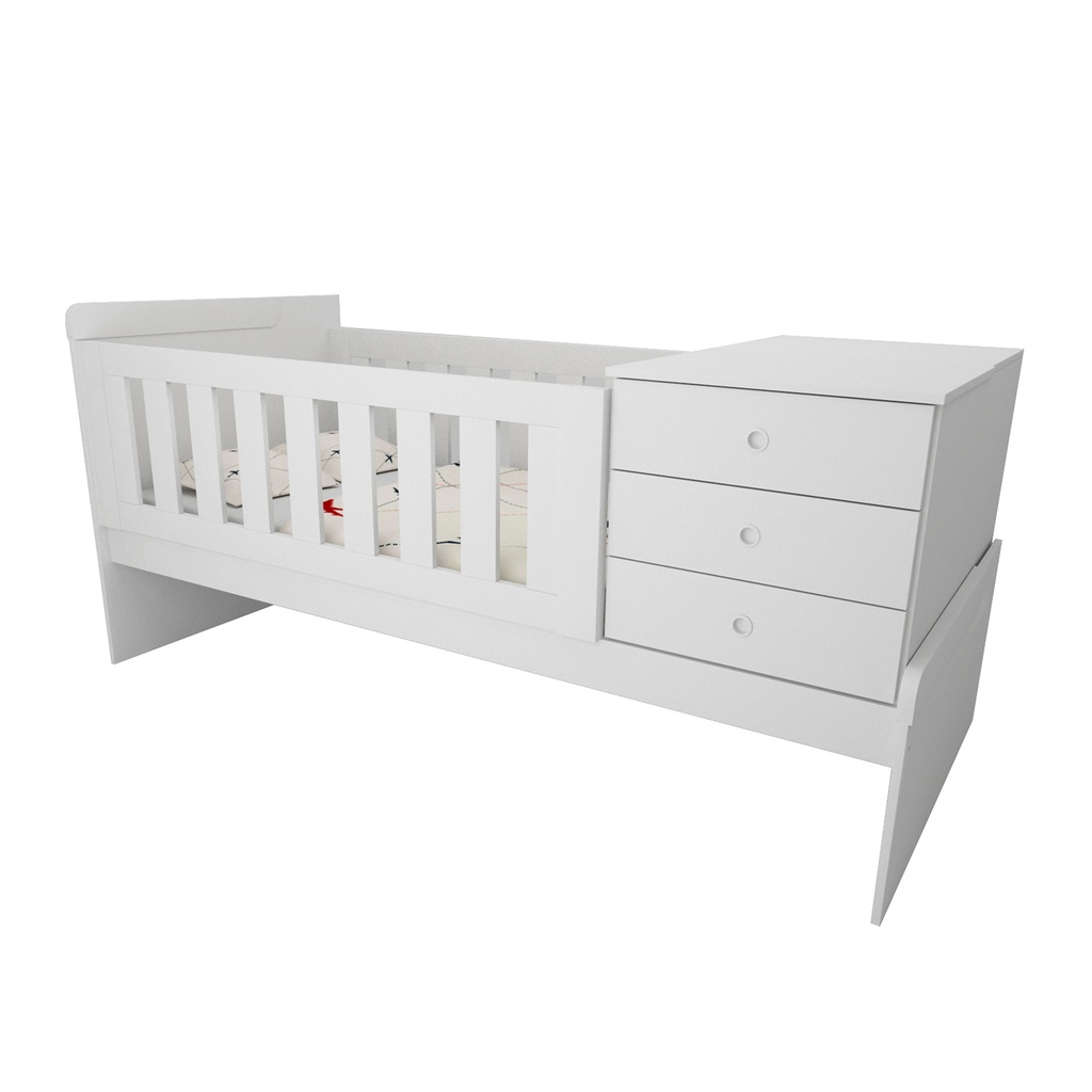 Cuna Funcional Creciente 195X90X90 Cm Corr. Telesc. Bla-Blanco