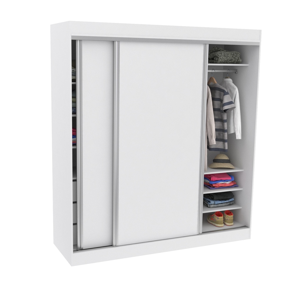 Placard vestidor 2pts corredizas 180x200cm blanco