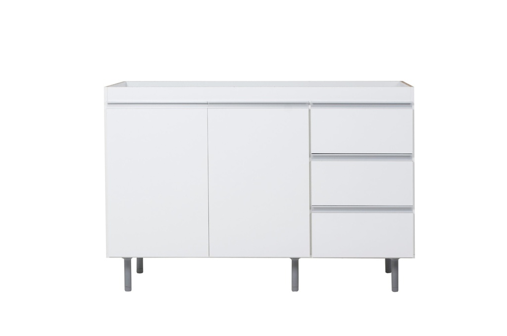 (D) Bajo Mesada Arco 1.20 C/ 2pts 3caj. blanco aluminio