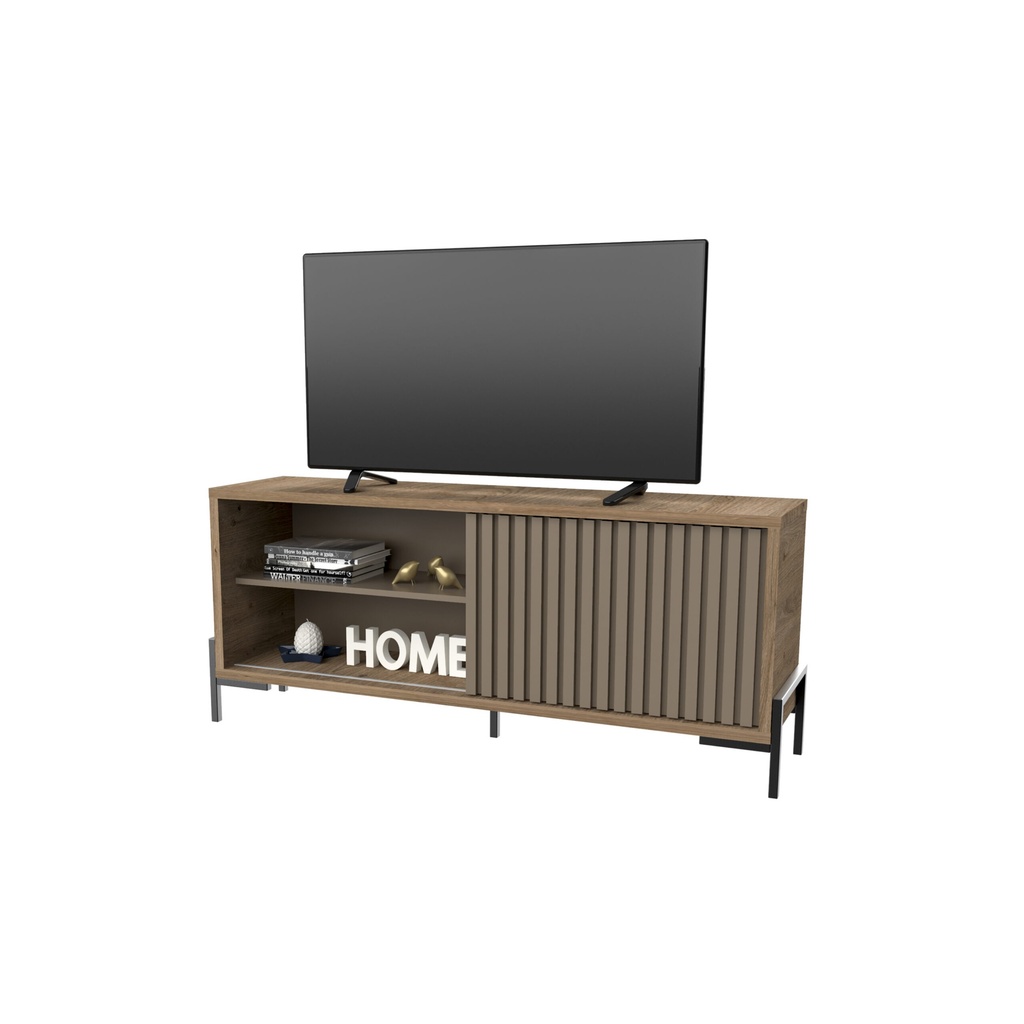 Rack Varillado 1Puerta Corrediza Roble davos/gris arcilla