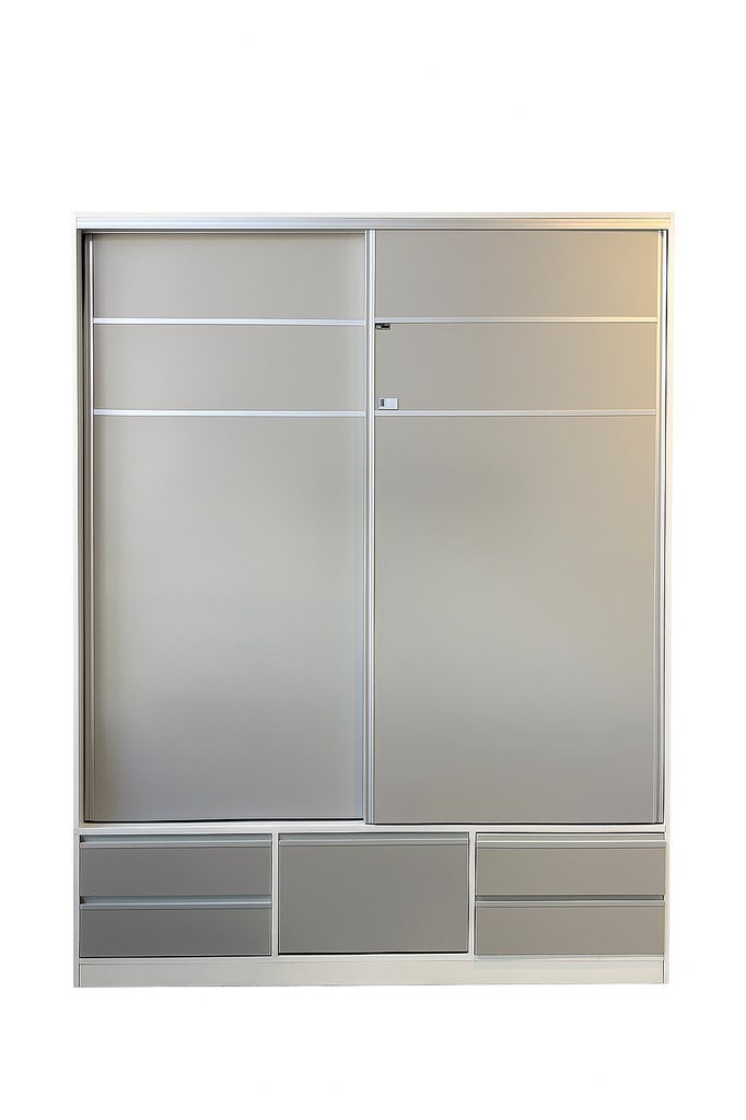 Placard Puertas Corredizas Tonini 1.50 X 2.30 Blanco/Gris Perla