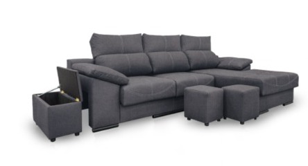 Sofá Phyllis 2 plazas con chaise longue derecho touch
