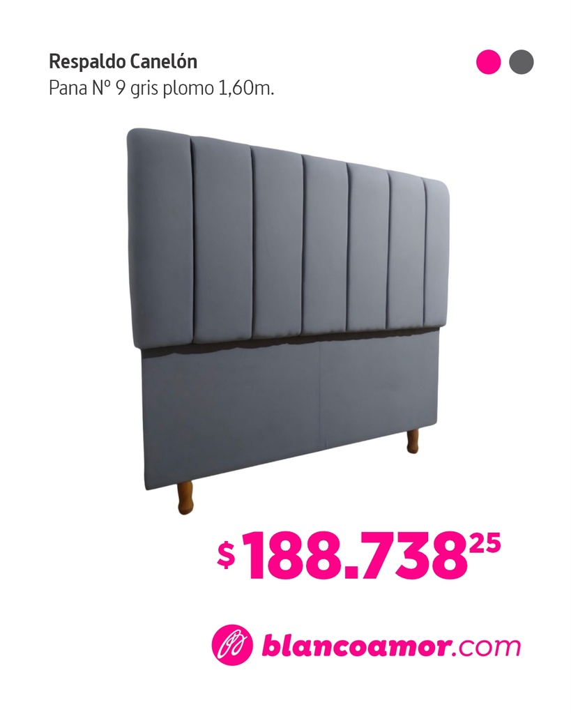 Respaldo canelon pana n°9 gris plomo medida 1.60