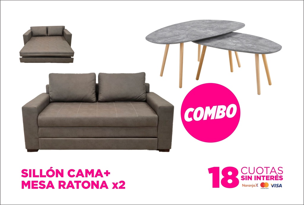 Combo living sofa Diana + mesa ratona