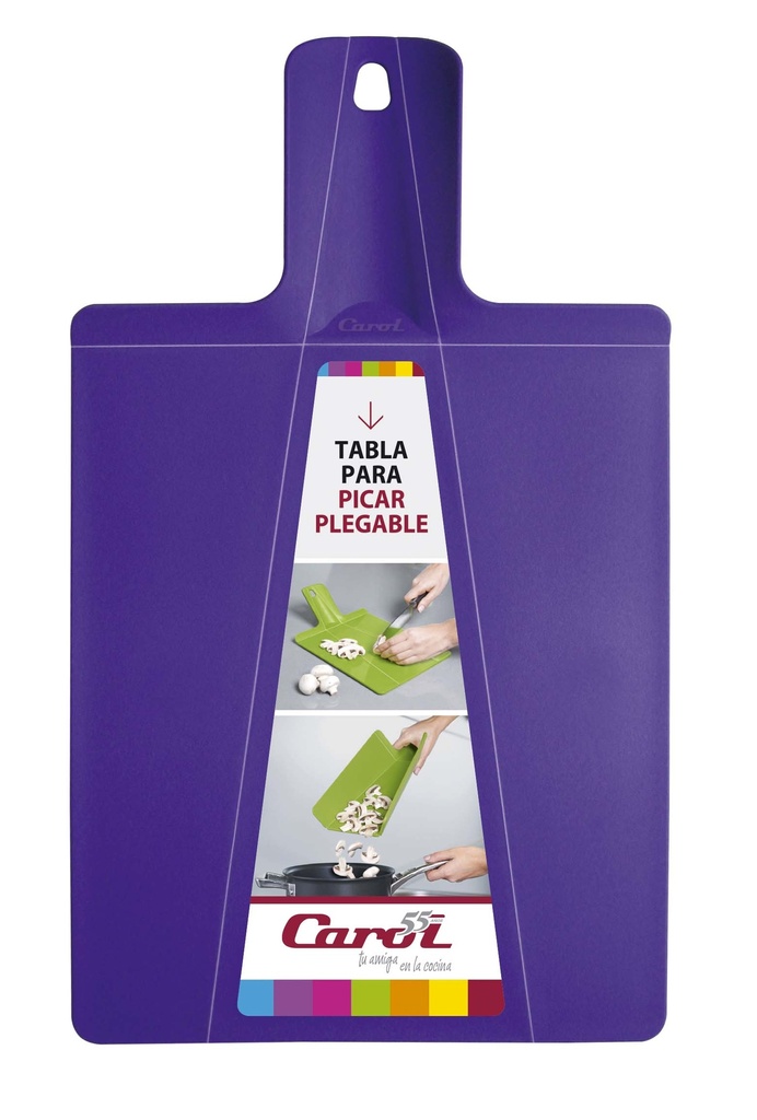 Tabla Plastica Para Picar Plegable 29.5X26 Con Mango Colores: Blanco-Amarillo-Naranja-Rojo-Verde-Acqua-Violeta