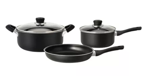 [7506178502610] Bateria De Aluminio  Hudson-Set Ollas/Cacerolas Y Sarten 5 Pzs - Color Negro
