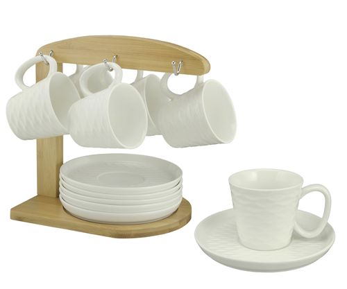 [7798257508389] Set Taza C/ Plato Porcelana Olas Taza: :11.6X8X7.2Cm Plato: 16X16X2Cm