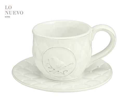 [7798293790908] Taza De Te C/Plato De Ceramica Trama Capitone