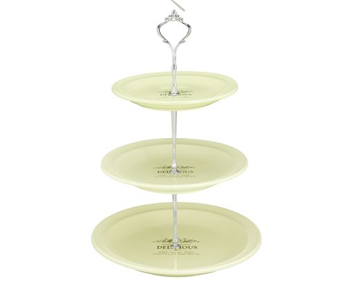 [7798257503148] Plato Para Masas De Tres Pisos De Ceramica Crema S18*18*2.5 M: 22*22*3 L: 26*26*3.5