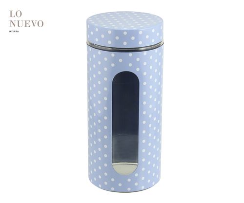 [7798293792391] Frasco Vidrio Metal Celeste C/ Lunares Bcos 10.1*23Cm 1350Ml