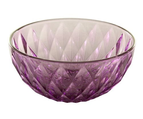 [7798257506200] Bowl De Vidrio Purpura Diseño Diamantes 17 Cm