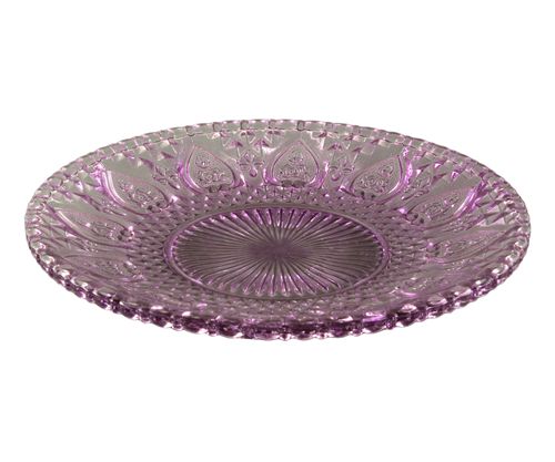 [7798257506286] Plato De Vidrio Purpura Diseño Petalos 22,80 Cm