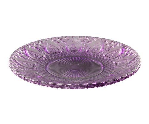 [7798257506293] Plato De Vidrio Purpura Diseño Petalos 17,78 Cm