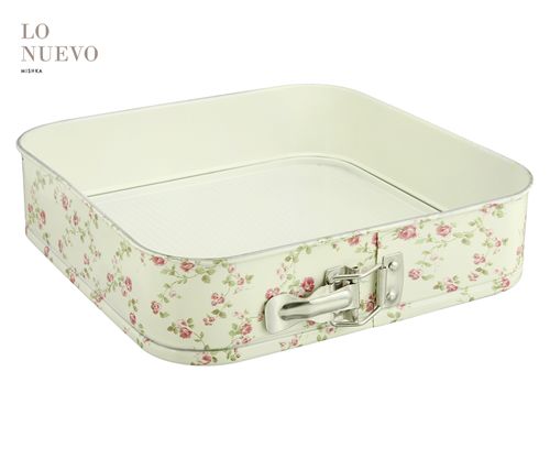[7798257508730] Molde Antiadherente Desmontable Cuadrado C/Flores 28X28X7Cm