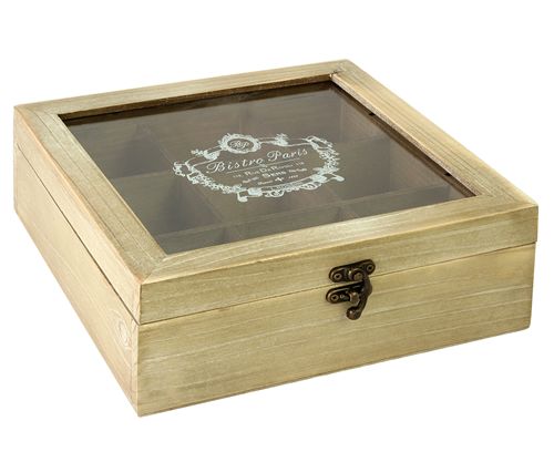 [7798257504121] Caja De Te 9 Divisiones Madera Bistro Paris 24 X 24 X 8 Cm
