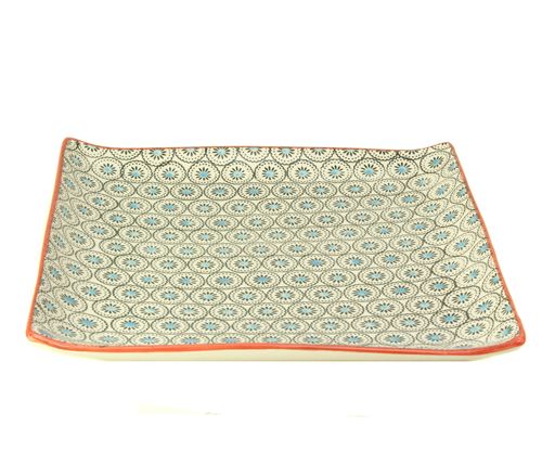 [7798182161222] Bandeja Cuad Circulos Celestes Ceramica 25 Cm -2-