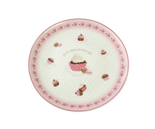 [7798257502394] Plato Porcelana Blanca C/ Diseño De Cupcake Red 19 Cm  -1-
