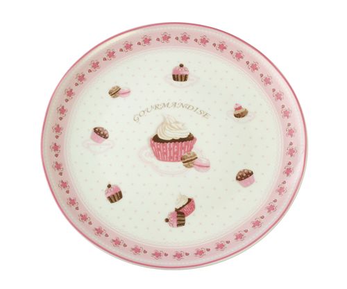 [7798257502400] Plato Porcelana Blanca C/ Diseño De Cupcake Red 24 Cm  -1-