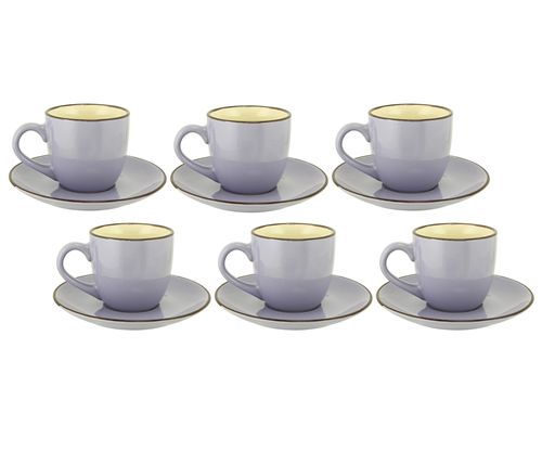 [7798257502332] Set X 6 Tazas  220Cc Con Plato De Ceramica Lila -1-
