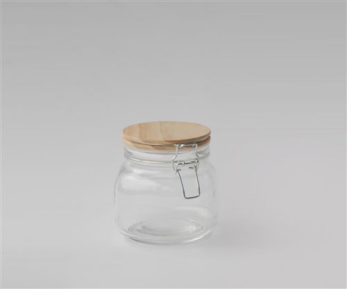 [7798257509164] Frasco Vidrio Cuad Cierre Hermetico Tapa Bamboo 11.6X12.4Cm-1-