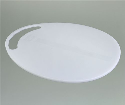 [7798156166635] Tabla De Picar De Plastico Blanco Ovalada Con Mango 37X31 Cm