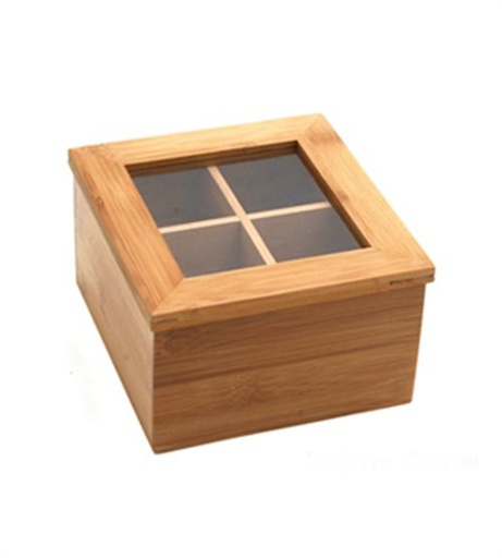 [7798158642373] Caja De Te Bamboo 4 Divisiones 17X17 Cm -1-