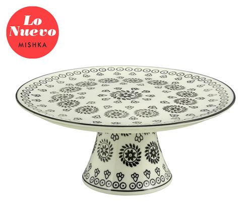 [7798293791660] Pie De Torta Porcelana Trama Flores Negras 24*24*9Cm