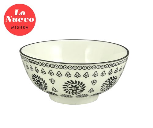 [7798293791608] Bowl Redondo Porcelana Trama Flores Negras 18*18*8Cm